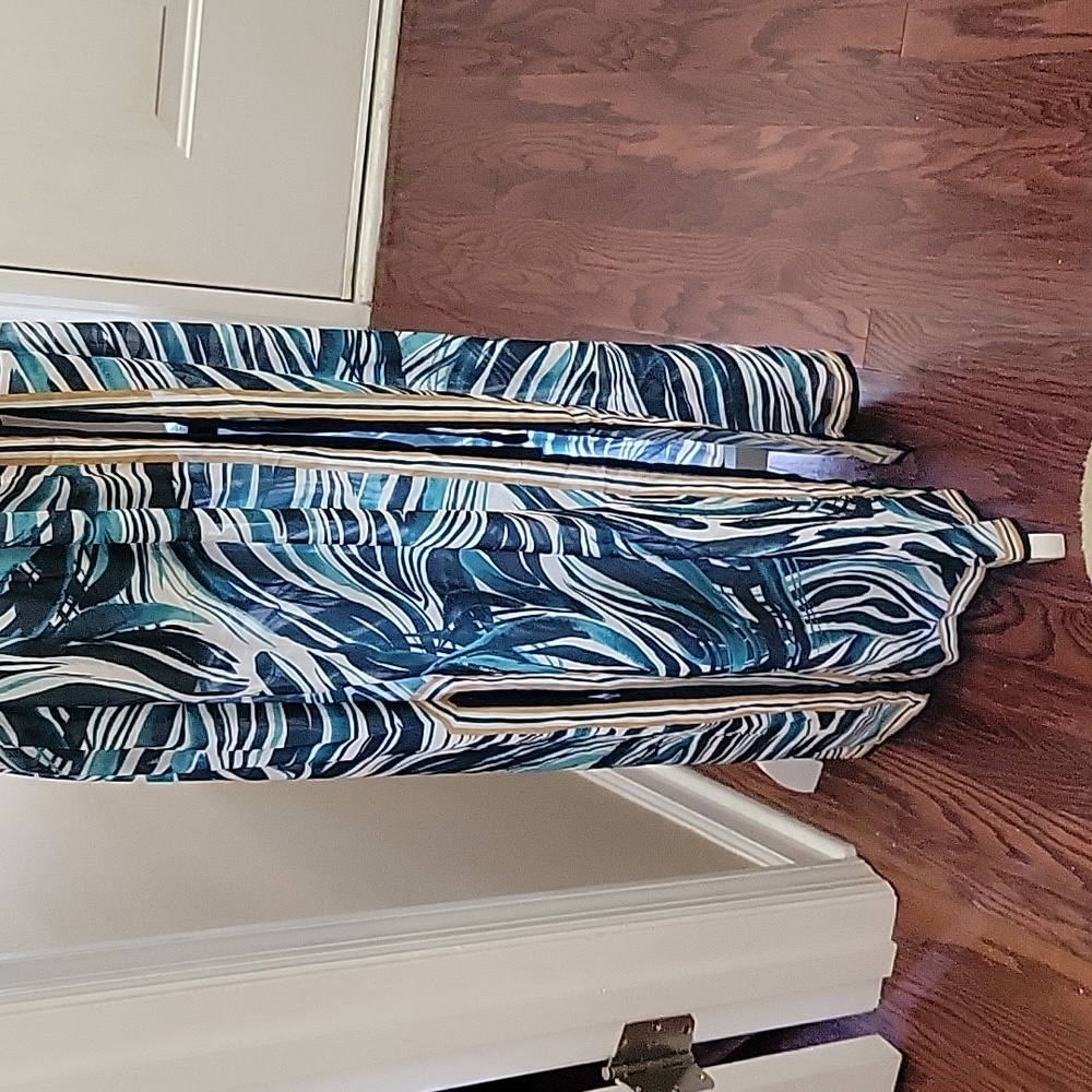 Bliss Home Jealous Tomato teal white abstract print maxi swimsuit cover L New… - Picture 2 of 10